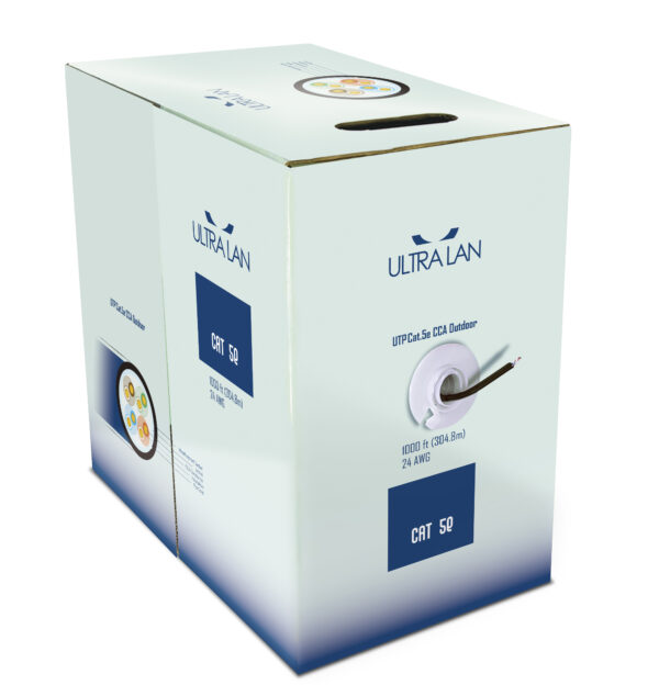 Bobina cable UTP CAT5E para exterior 305M color negro.