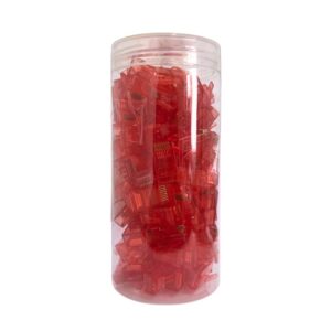 Conector RJ45 CAT.5e Color Rojo en Tarro de 100 unidades